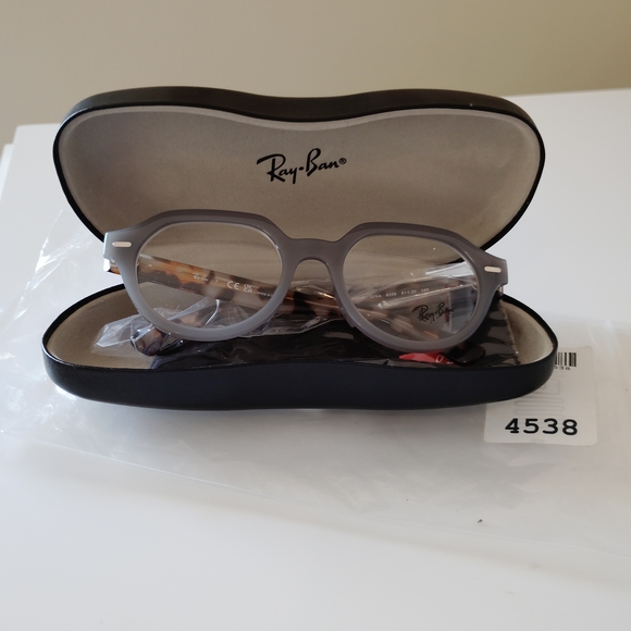 Ray-Ban Gina Square Gray Eyeglasses with Leather Case.